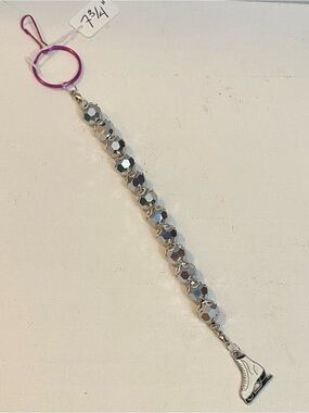 ICE SKATES charm with crystal beads purse charm/key chain!